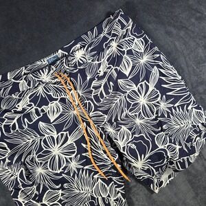 J.‎ Crew Floral Swim Trunks Navy Blue Orange Drawstring Lined Mens Size 35